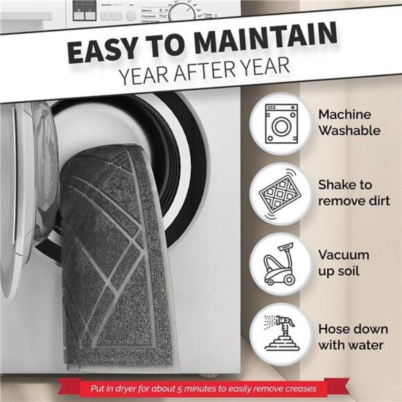 Grey, 42 x 35 - Anti Slip, Durable & Washable, Outdoor & Indoor Door Mat - Picture 6 of 6